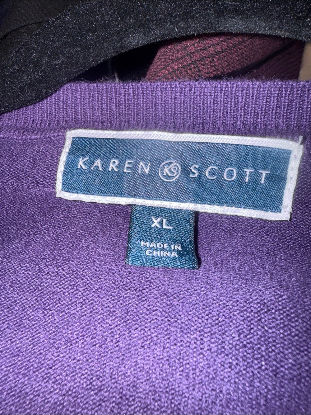 Karen Scott Purple Button-Up Women's Cardigan Sweater - Picture 3 of 3